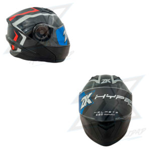CASCO CONVERTIBLE JH901 NEGRO/ROJO BRILLANTE VISOR TRANSPARENTE TALLA L